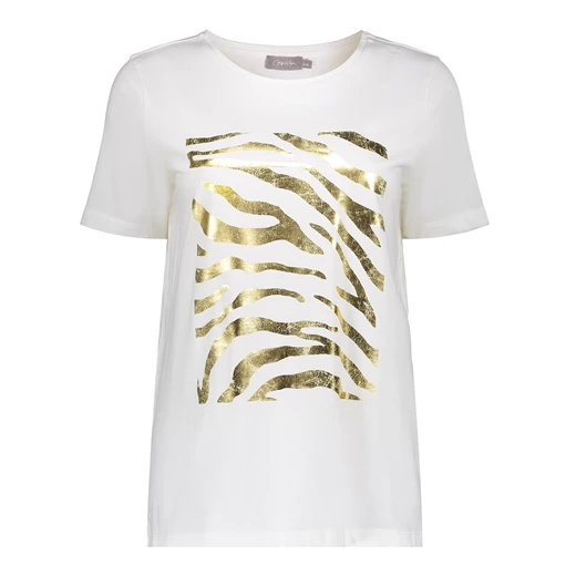 Geisha Damen Gold T-Shirt mit Zebra-Print 42117-24