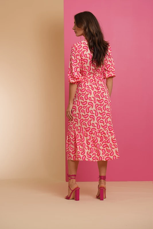 Geisha dames a-lijn midi jurk met paisley print 47054-14