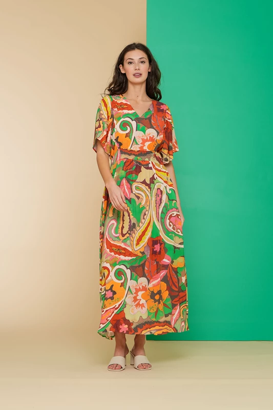 Geisha dames jurk met kleurrijke print 47445-20