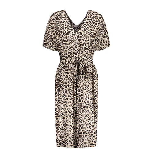 Geisha dames leopard jurk met vlindermouw 47376-70