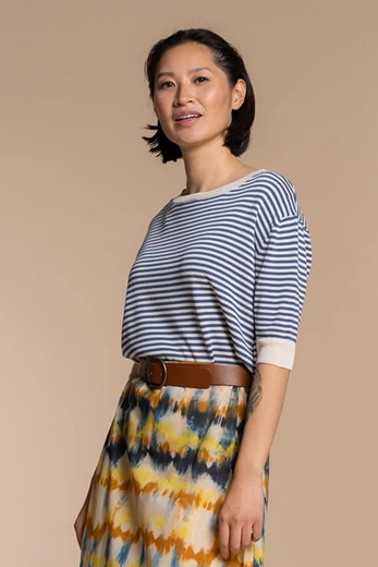 Geisha knitted s/s top stripes 34063-70
