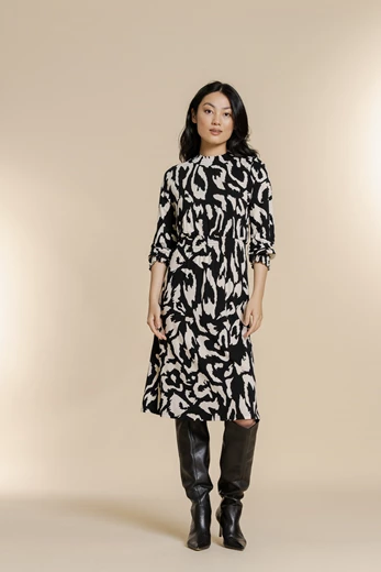 Geisha midi jurk abstracte leopard print 27847-20