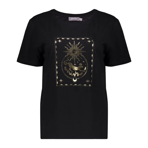 Geisha T-shirt foil chestprint 'leopard' 22916-46