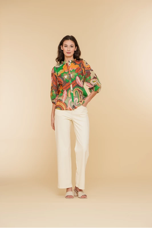 Geisha Women Blouse with 3/4 Sleeves 43470-20
