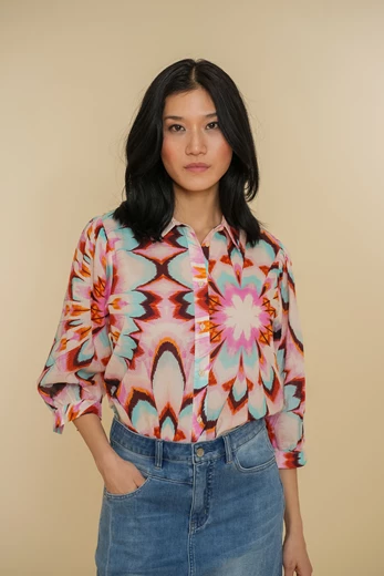 Geisha Women blouse with floral print 43465-20