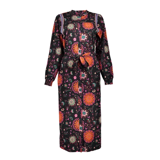Geisha women button-up dress with print 37635-20