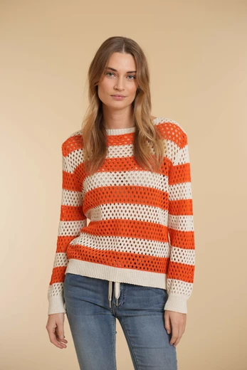 Geisha women crochet sweater with stripes 44054-70