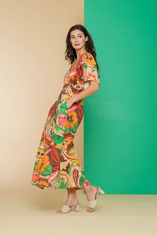 Geisha Women Dress with Colorful Print 47445-20