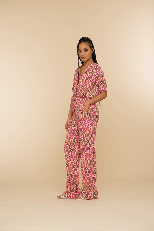 Geisha women printed straight fit trousers 41218-20