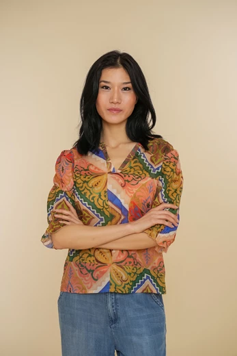 Geisha Women top with vintage floral print 43263-20